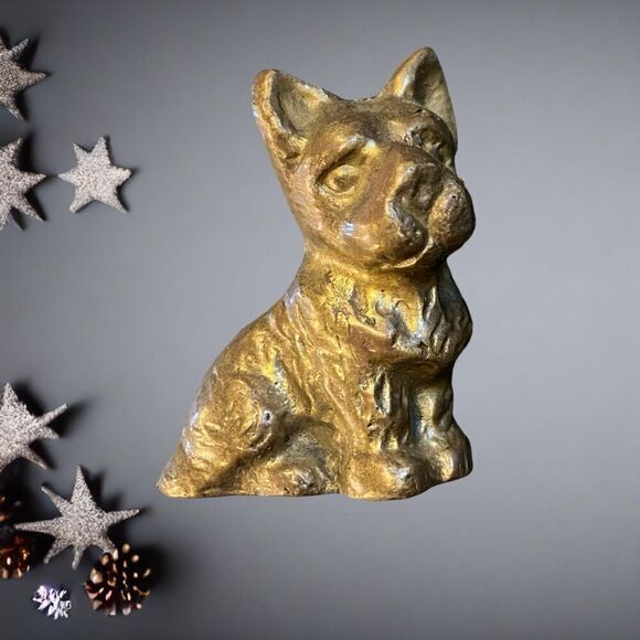 Vintage Scottish Terrier Brass Dog Sculpture Figurine Decor - Picture 2 of 11